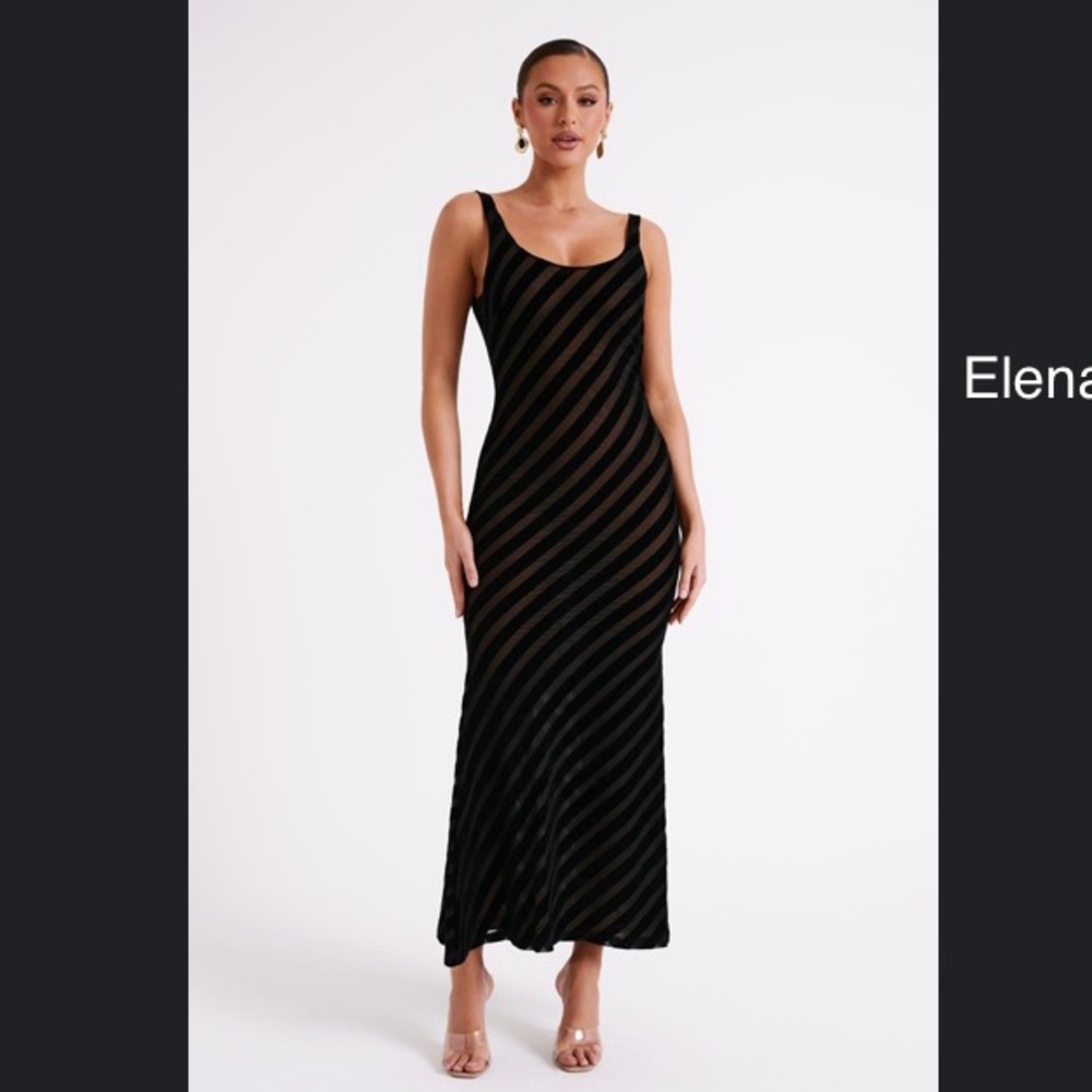 Meshki Elena Striped Velvet Burnout Maxi Dress
